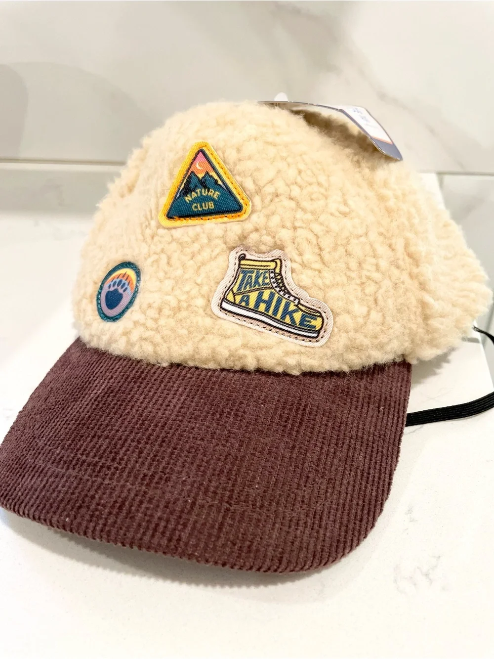 TOP PAW DOG Sherpa Patch Baseball Cap - Beige and Brown